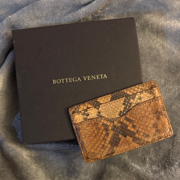 Bottega Veneta Brown Snakeskin Card Holder in Excellent Condition with BOX - Picture 1 of 7